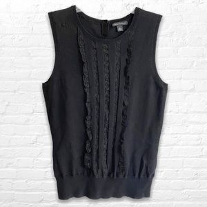 Banana Republic Black Wool Ruffle And Lace Top